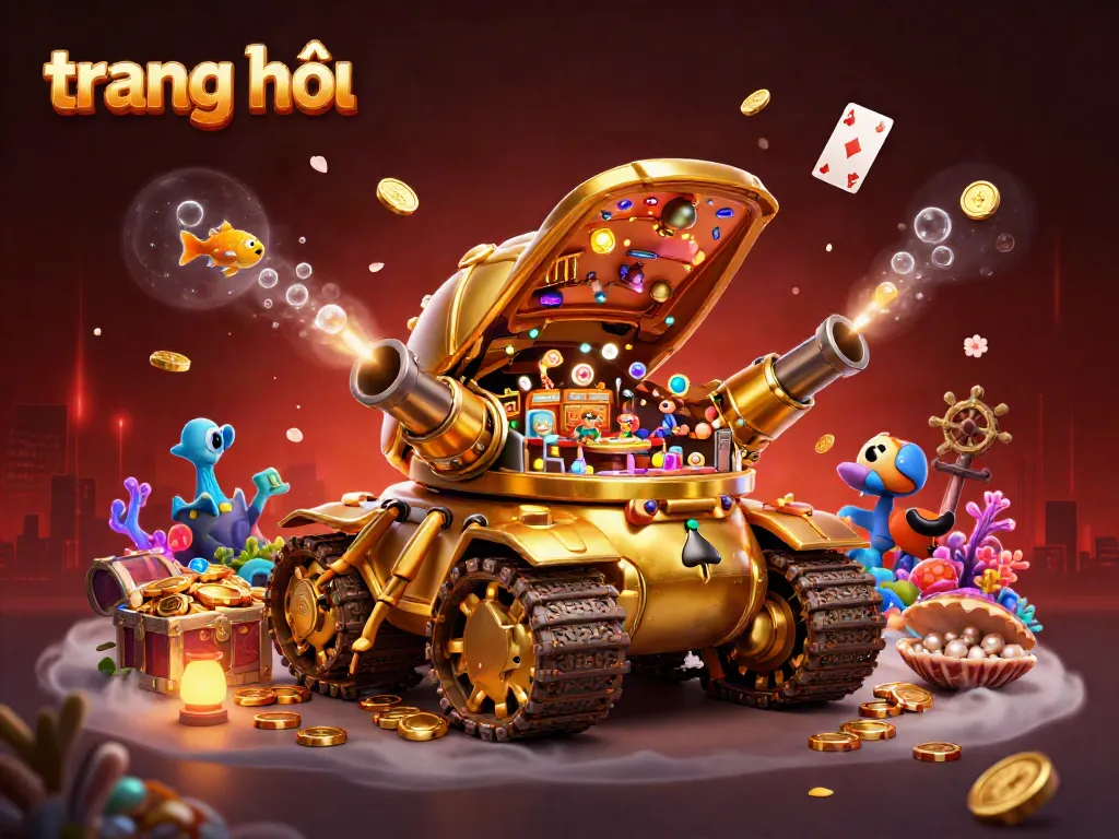 Engage with the vibrant casino world in the trang chủ setting featuring a golden beetle tank and underwater treasures.