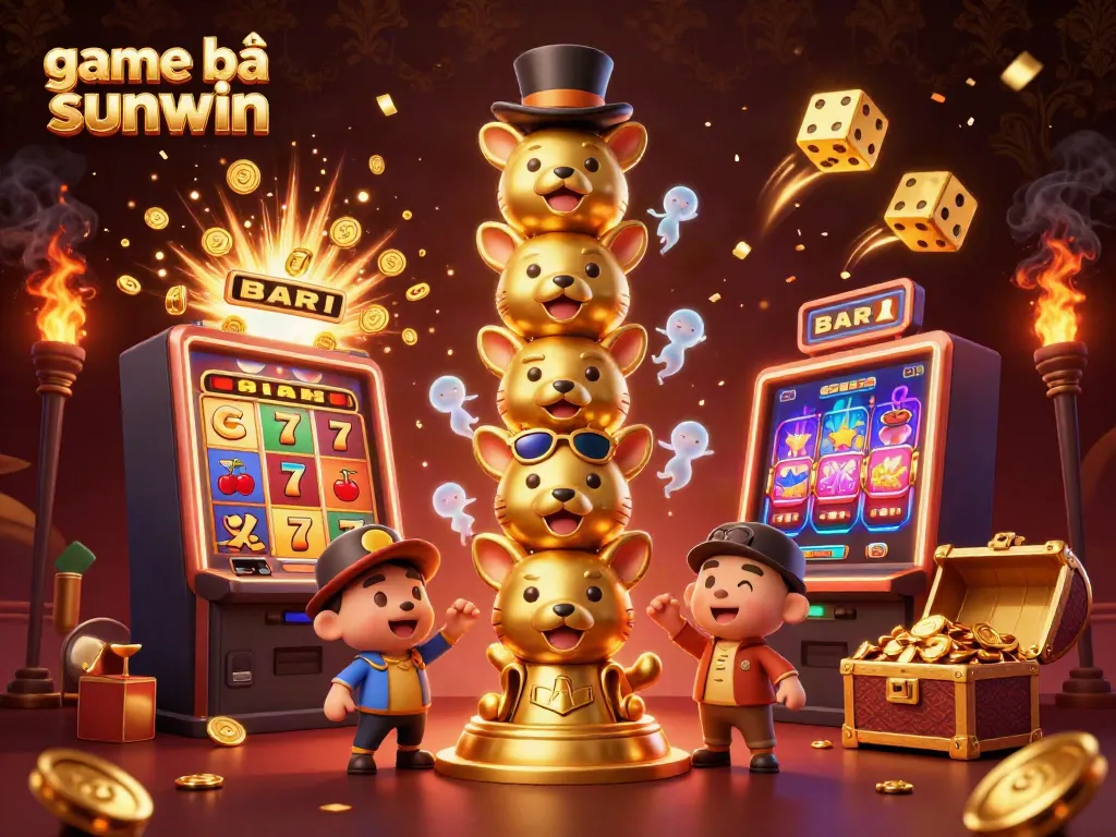 Experience the excitement of game bài sunwin with vibrant 3D illustrations of casino elements and characters.