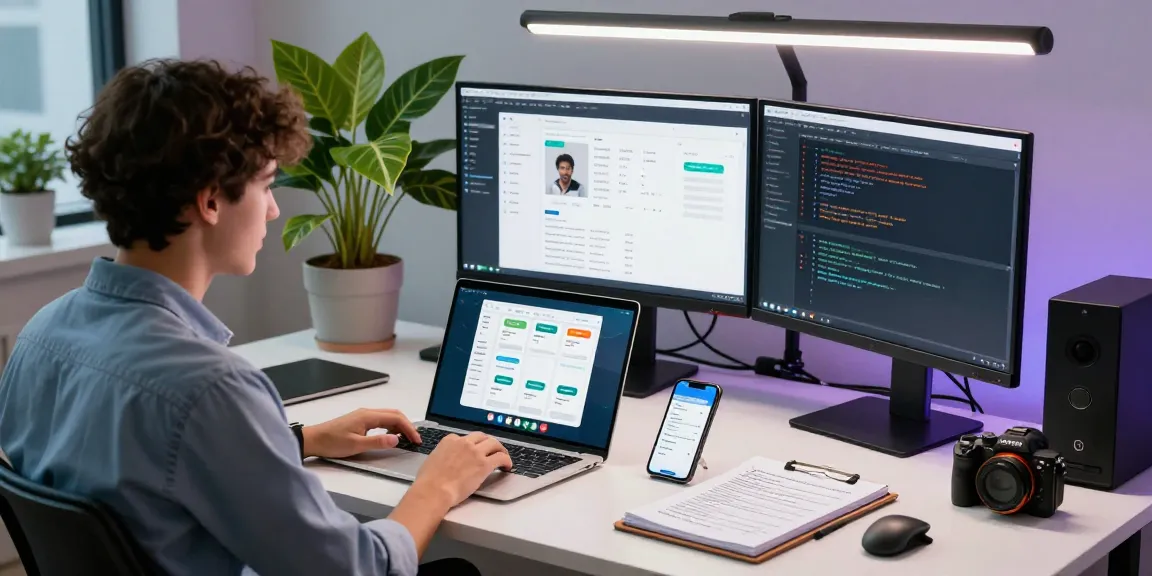 Download Telegram app showcasing a professional tech workspace with diverse team collaboration.